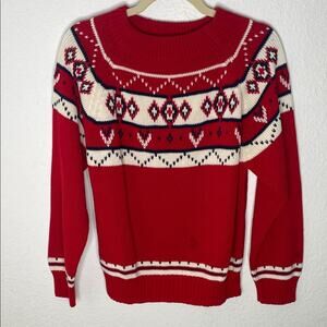 Vintage JCPenney Festive Red and Cream Women's Sweater Ski Sweater size small